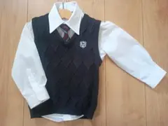 【美品】BeBe べべ ニットベスト 100cm フォーマル　シャツ、ネクタイ付