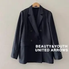 美品！BEAUTY&YOUTHリネンライクダブルジャケット ネイビー セレモニー