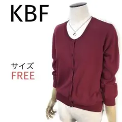 ケービーエフ バックシフォンカーディガン 綿100% 異素材切り替えワインレッドのサムネイル