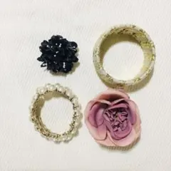 薔薇のコサージュ(ヘアクリップ)花のブローチ(ペンダントトップ)とパールのブレス