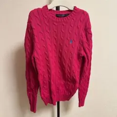 Ralph Lauren ゴルフピンク ケーブルニット セーター S