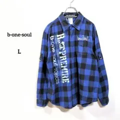b-one-soul ネルシャツ シャツ　青黒 チェック柄 L 綿100%のサムネイル