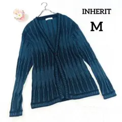 美品✨【インヘリット】長袖 ニットカーディガン (Ｍ) グリーン シングルボタン