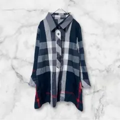 COLZA コルザ チェック柄 シャツ ブラウス チュニック ネイビー 紺 灰色