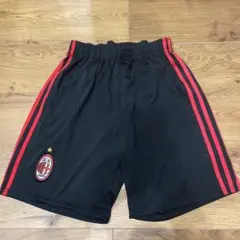 ACミラン ハーフパンツ 黒 赤ストライプ