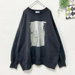 【ESICA】 スウェット メタリックプリント グレー系 箔 裏毛 ゆったり