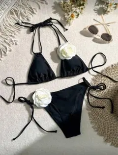 即日発送‼️黒いフラワーアクセント ビキニ