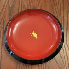 赤黒漆器 菓子器 金色の葉デザイン