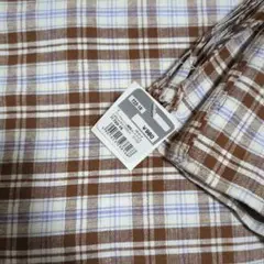 ワンウォッシュ　麻　綿　カットクロス　ブラウン　茶　チェック　ハンドメイド　入園