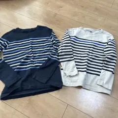 ユニクロ　コットンクルーネックT 長袖2枚セット　ボーダーまとめ売り130140