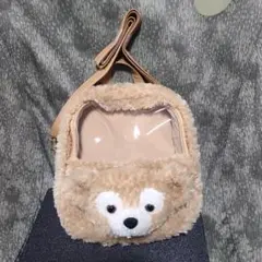 上海ディズニーランドダッフィー顔デザイン ベージュファーショルダーバッグ