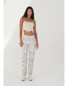 ZARA ストレートプリントデニムパンツ