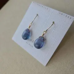 天然石 フローライトピアス