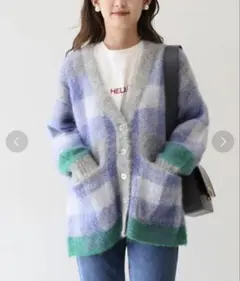 シャギーモヘアチェックカーディガン　SLOBE IENA スローブイエナ