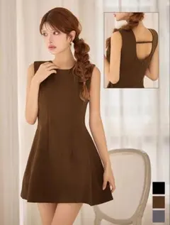 【新品】JEWELS バックオープンフレアミニドレス