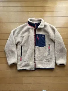 patagonia キッズ レトロ×ジャケット XL ベージュ/ネイビー