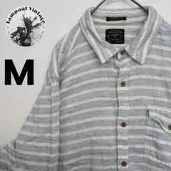 US古着 フランネルシャツ LUCKYBRAND グレー ストライプ Mのサムネイル