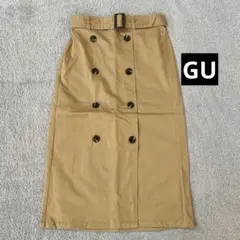 ベルト付き ダブルボタン タイトスカート ベージュ