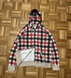 00s OLD UNIQLO オンブレチェック　ダブルジップ　パーカー Y2K