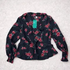 ブラウス　H&M 長袖　トップス　シャツ　柄シャツ　バラ　新品未使用