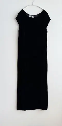 90s DKNY ベルベット ロングワンピース ブラック hooked