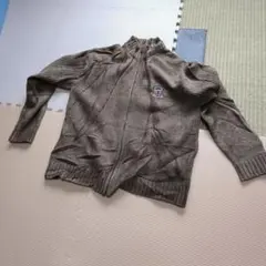 49 ブラウン ジップアップニット セーター