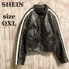 良品✨SHEIN 短丈 レザーライダースジャケット ブラック OXL シンプル
