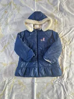 HOT BISCUITネイビー ウサギ刺繍 ダウンコート ミキハウス