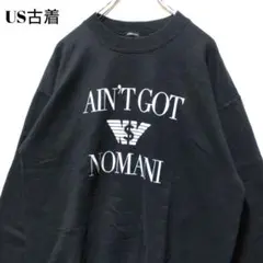 US古着 アメリカ古着 スウェット トレーナー ビッグプリント ロゴ ブラックM