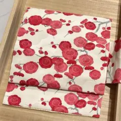 八重梅柄◇九寸名古屋帯 全通柄 美品
