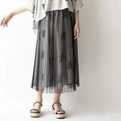 ふりふ 花柄チュールレイヤード フレアスカートのサムネイル