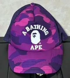 A Bathing Ape 紫迷彩キャップ A BATHING APE パープル迷彩キャップ BAPE A BATHING APE® × MLB