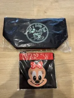 ディズニー　ミッキー フェルト ランチトートバッグ ＆ ミニー フェイス 巾着