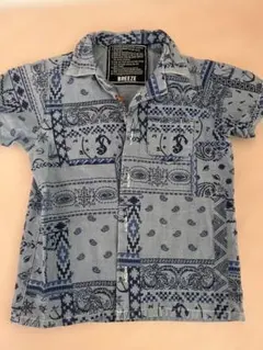 BREEZE 半袖シャツ 青系 パターン柄