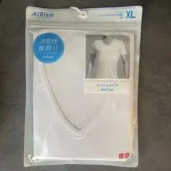 ユニクロ　エアリズム　メッシュ　VネックTシャツ　半袖 ホワイト XL