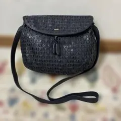 希少✨BALLY ショルダーバッグ ブラック レザー 編み込み ヴィンテージのサムネイル