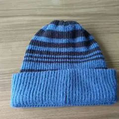 青と黒のストライプ ニット帽