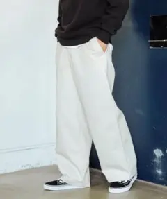 BEAMS ホワイト ワイドイージーパンツ