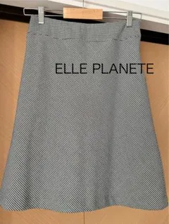 【ELLE PLANETE】 白黒 チェックフレアスカート•36