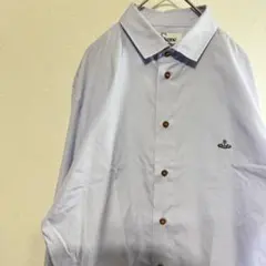 極美品 XL ヴィヴィアンウエストウッド シャツ 長袖 オーブ 刺繍 青