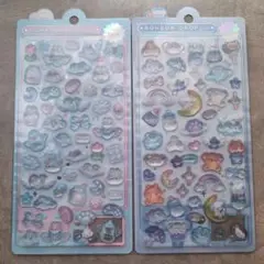 【2】ボンボンドロップシール くまとうさぎ水色2冊セット