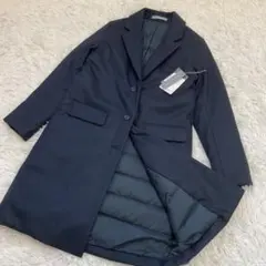 美品♪セオリーリュクス ダウン チェスターコート ロング 40 ネイビー