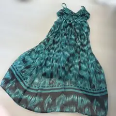 ターコイズと黒のロングキャミワンピース