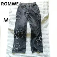 ROMWE 星型 ダメージ加工 デニムパンツ ブラック Mのサムネイル