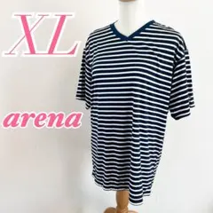 arena アリーナ XL 半袖ボーダーTシャツ ネイビー ホワイト Vネックのサムネイル