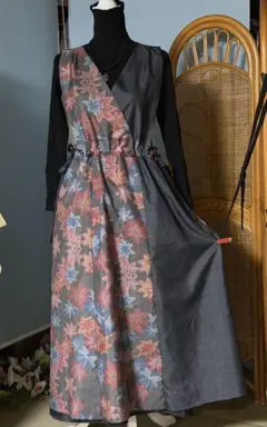 着物リメイク　大島紬　ジャンパースカート