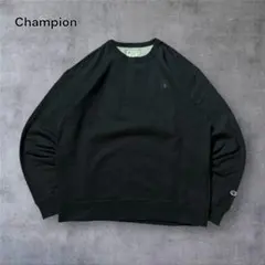 1918】古着Championスウェット刺繍ロゴソリッド目ありノームコアブラック