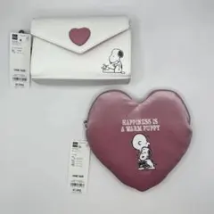 新品　セット　GU スヌーピーレターポーチ　ハートポーチPeanuts
