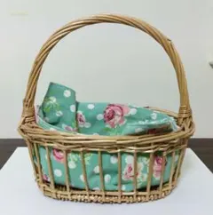 持ち手付きバスケット 内布付き