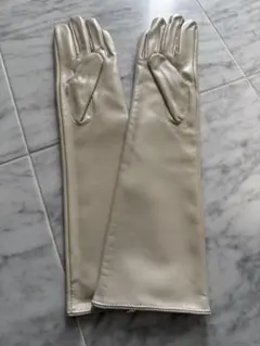 ホワイトベージュ　本革ロンググローブ　長さ約39 サイズXXL
